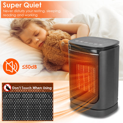 1500W Electric Space Heater Ceramic Heater Fan 90 Degree Oscillating Heating Fan With 3 Modes Remote Control Digital Display Tip-over Overheating Protection For Home Office